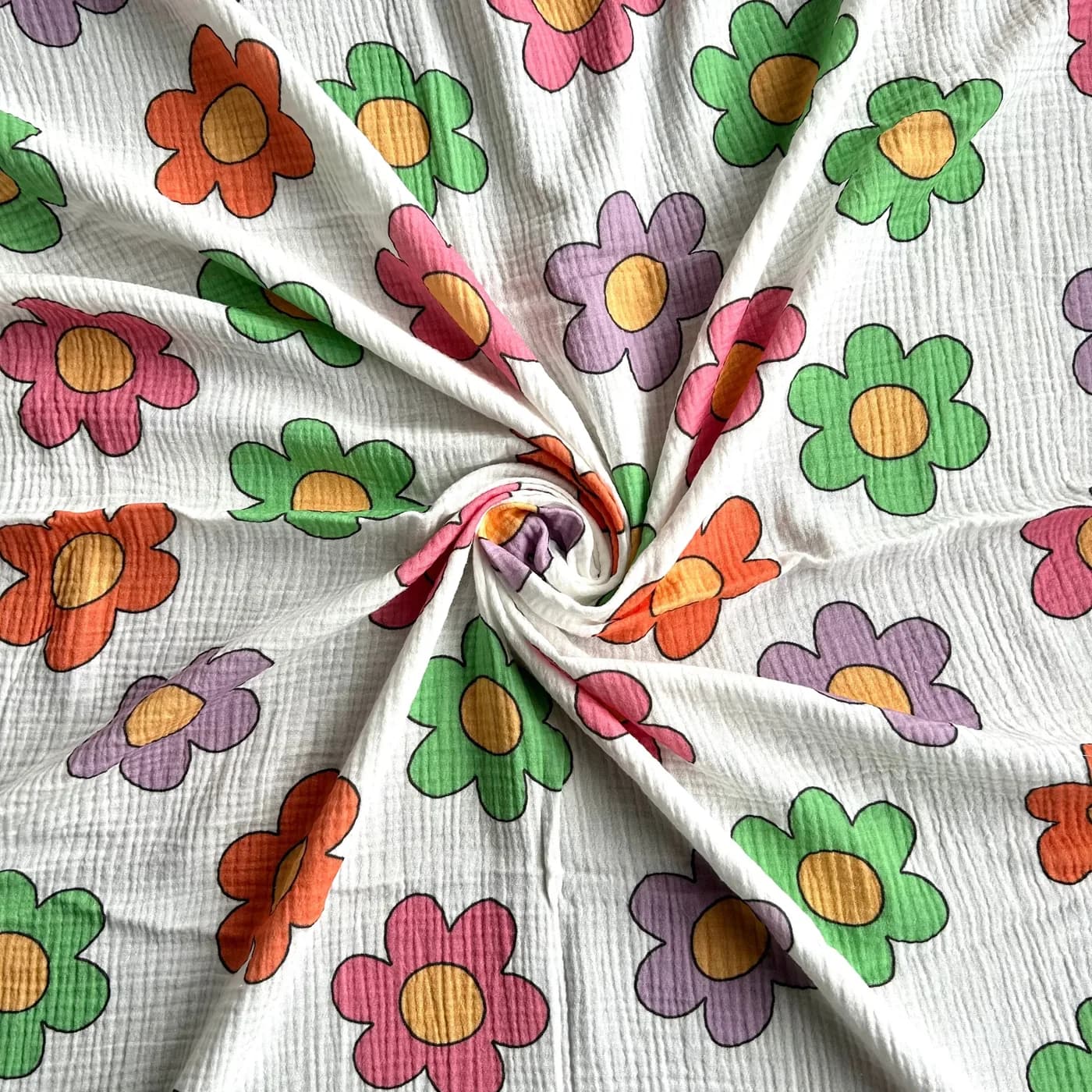Çiçek Desenli Çift Kat Müslin Kumaş / DRY - 08 · Toptan (min. 25 metre)