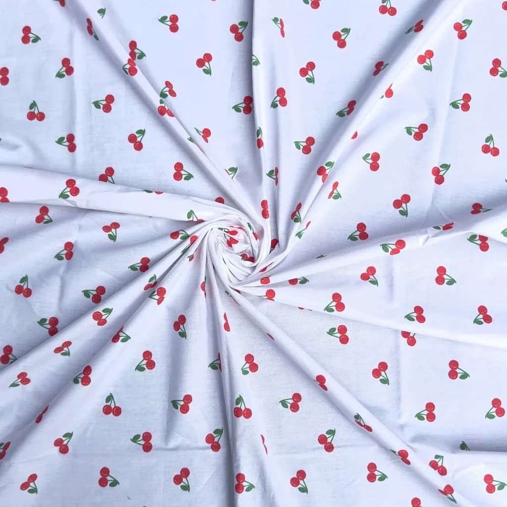 Kiraz Desenli Pamuk Poplin Kumaş / DRY - 79 · Toptan (min. 50 metre)