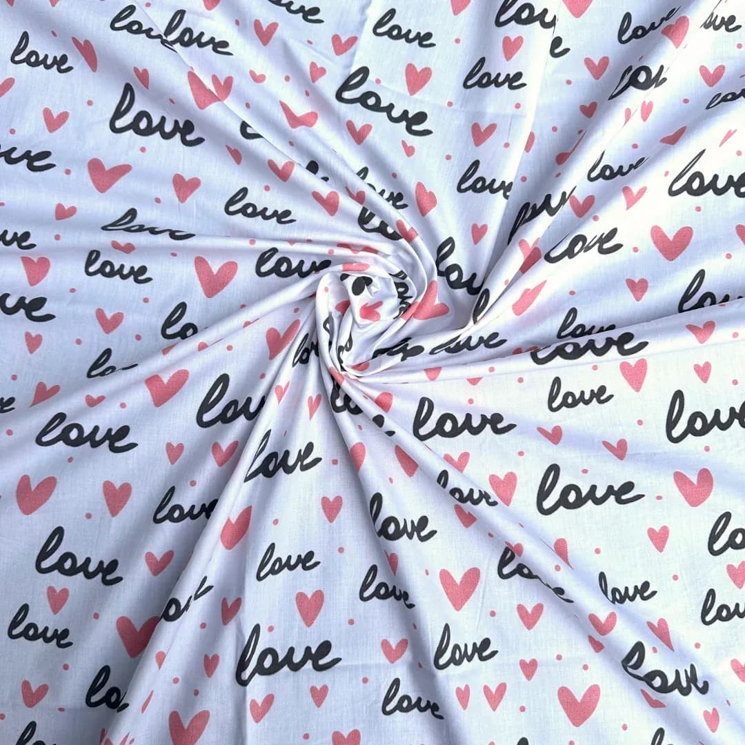 Love Desenli Pamuk Poplin Kumaş / DRY - 88 · Toptan (min. 50 metre)