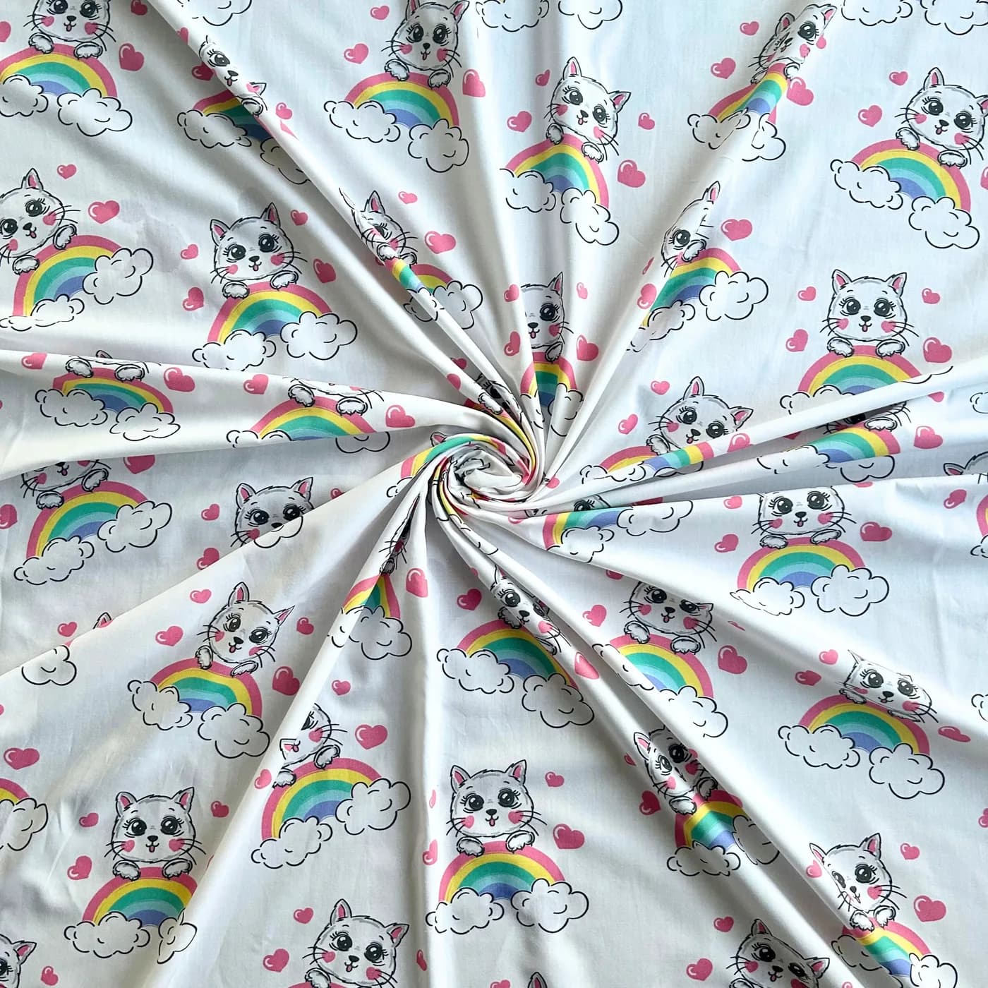 Kedi Desenli Pamuk Poplin Kumaş / DRY - 75 · Toptan (min. 50 metre)