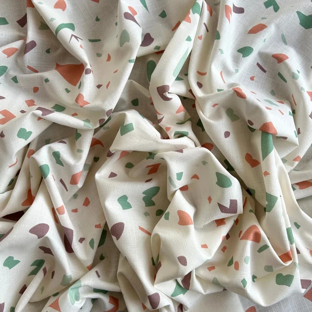 Soyut Desenli Pamuk Keten Kumaş / DRY - 109 · Toptan (min. 50 metre)