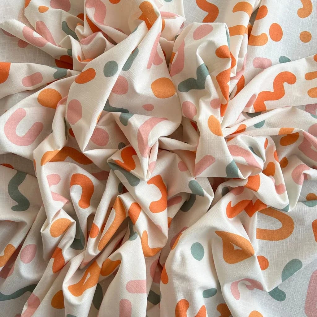 Soyut Desenli Pamuk Keten Kumaş / DRY - 112 · Toptan (min. 50 metre)