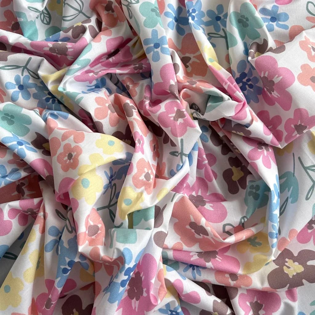 Çiçek Desenli Pamuk Poplin Kumaş / DRY - 110 · Toptan (min. 50 metre)