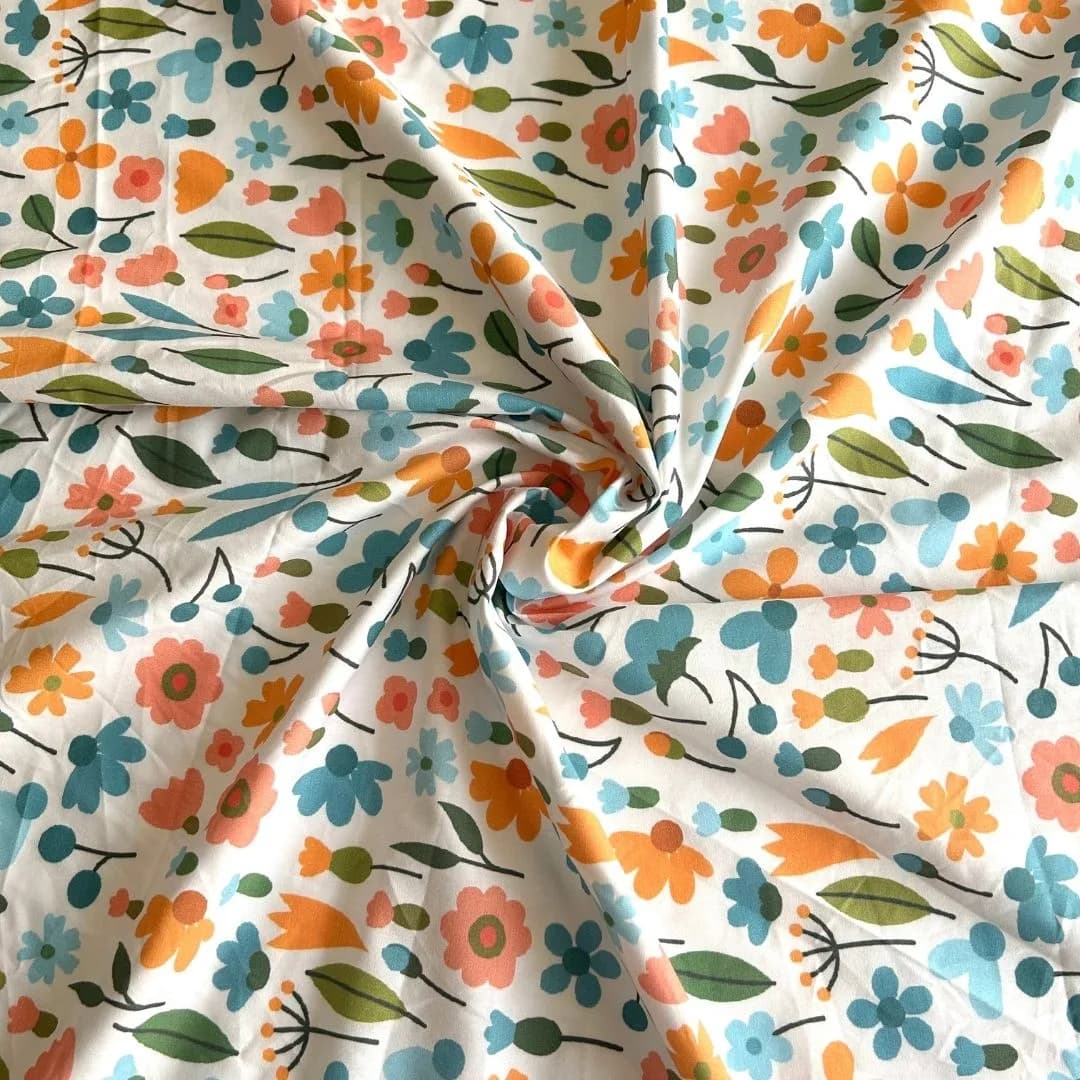 Çiçek Desenli Pamuk Poplin Kumaş / DRY - 19 · Toptan (min. 50 metre)