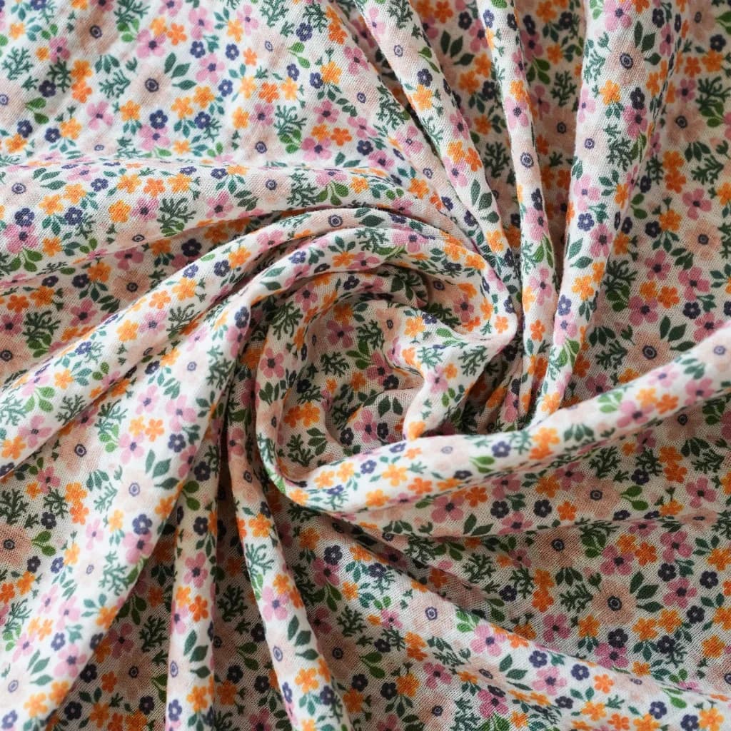 Çıtır Çiçek Desenli Çift Kat Müslin Kumaş / DRY - 51 · Toptan (min. 25 metre)