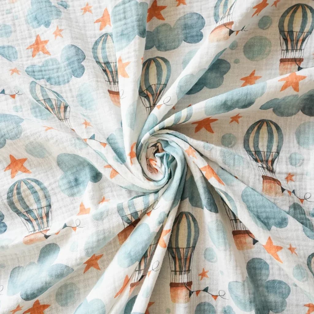 Bulut Desenli Çift Kat Müslin Kumaş / DRY - 04 · Toptan (min. 25 metre)