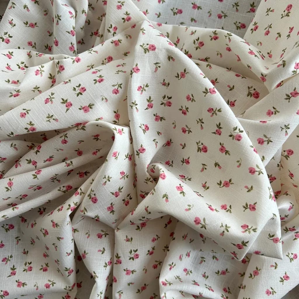Çıtır Çiçek Desenli Pamuk Keten Kumaş / DRY 06 · Toptan (min. 50 metre)